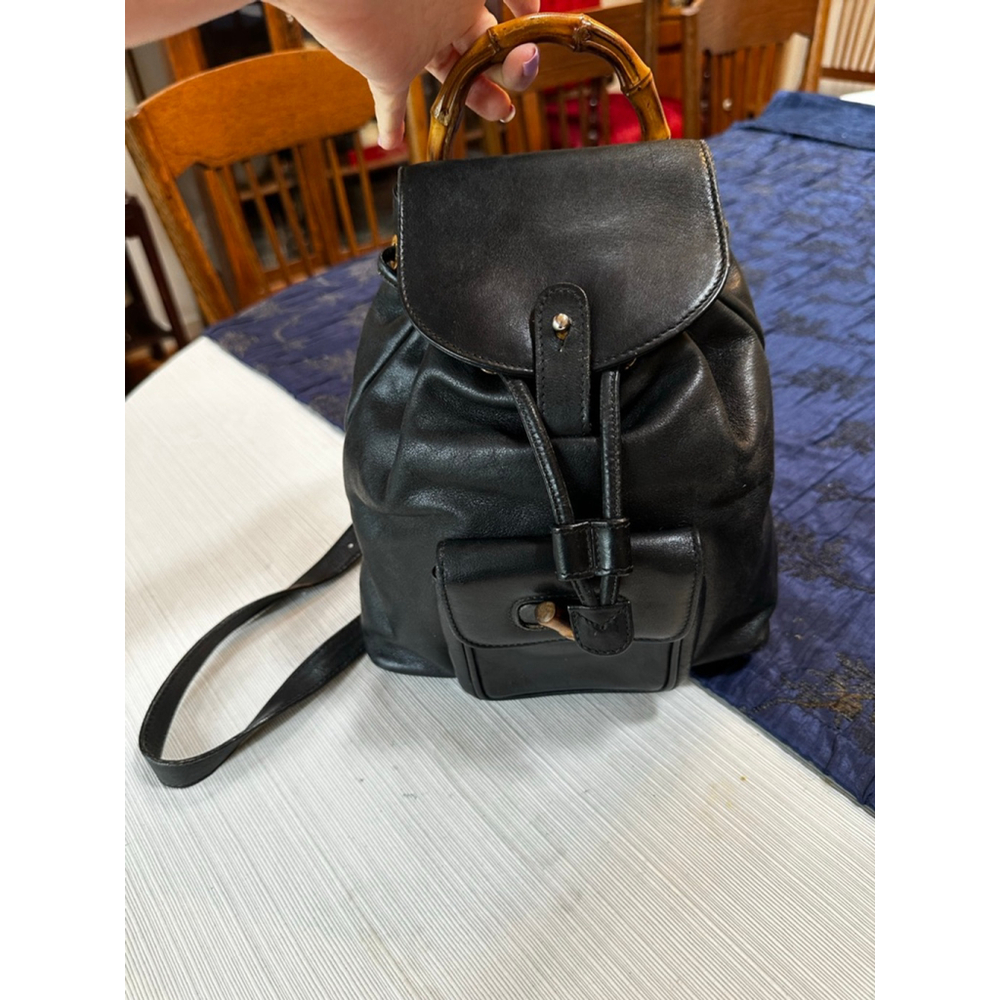 Gucci Black Leather Bamboo Handle Leather Backpack - Picture 3 of 13